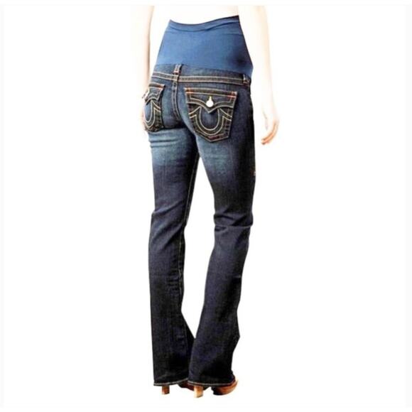 True Religion Pea in the Pod Maternity Joey Jeans Flare Leg Twisted Seam 32 - Picture 1 of 12